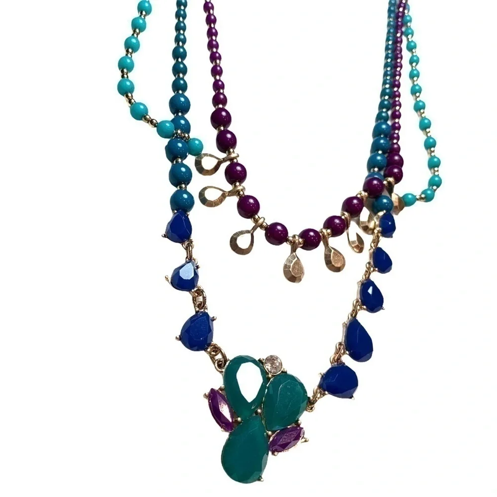 Boho Blue & Purple Necklace & Earring Bundle - Picture 4 of 15